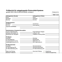 Messprotokoll für Photovoltaik Anlagen